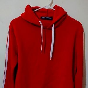 Women's Cropped Red Hoodie with Stripe